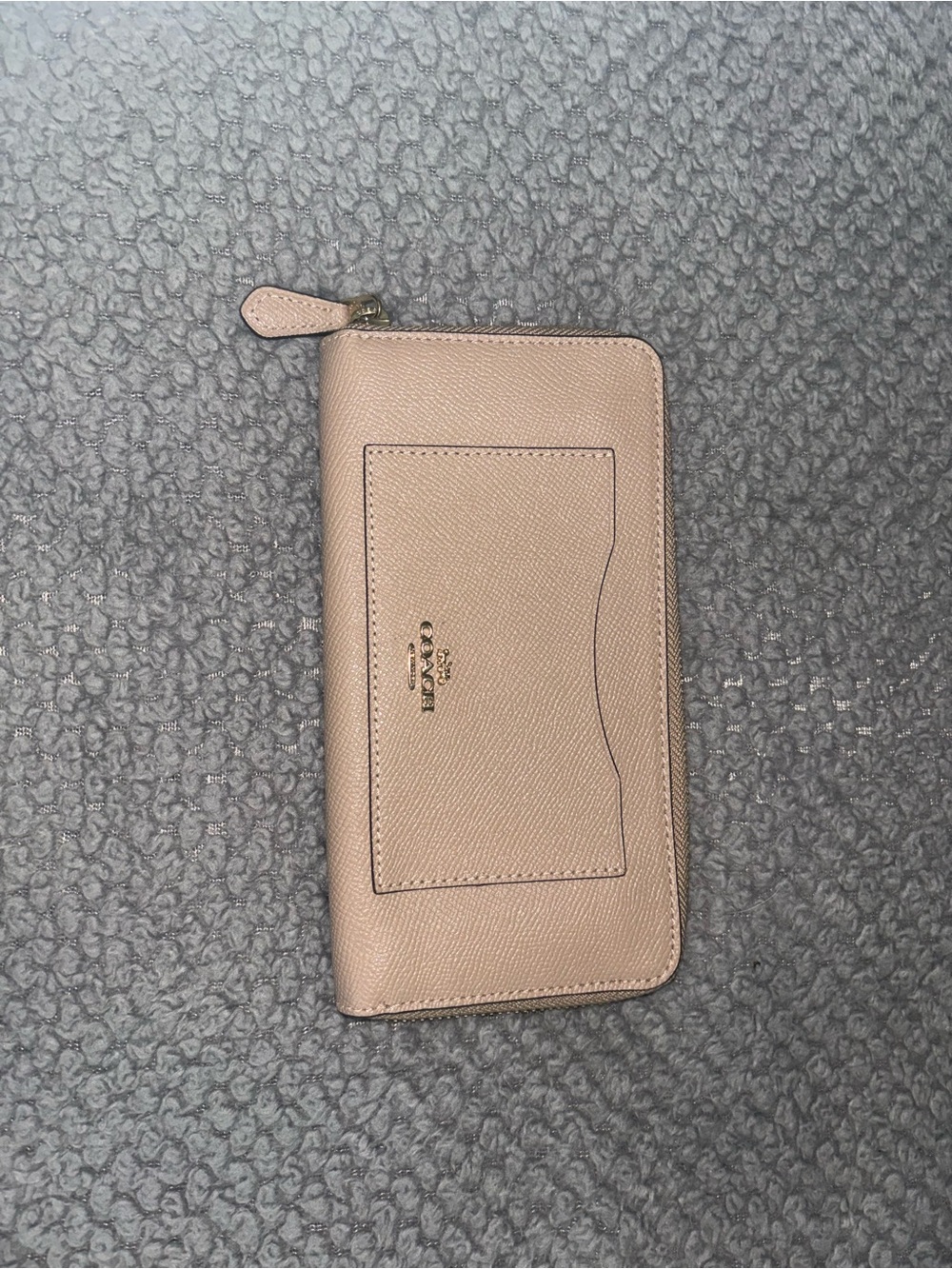 Coach Leather Zip Wallet in Taupe